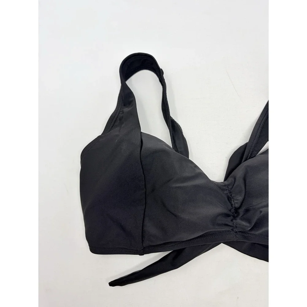 Salt + Cove Juniors Size XL Center-Ruched V-Neck Bikini Swim Top in Black 2499